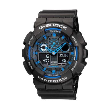 CASIO G-SHOCK GA-100-1A2 Black Jam Tangan Pria Black