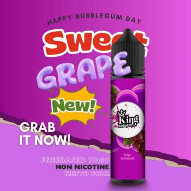 Boon Liquid freebase 70:30 King Bubblegum 60ml ready 3 varian rasa Grape