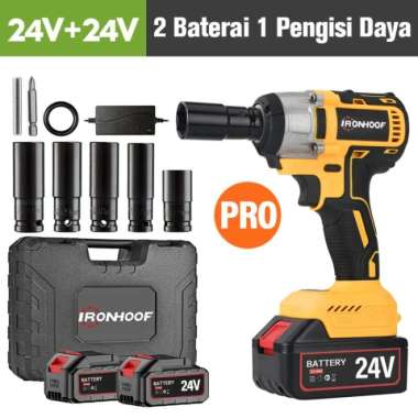 IRONHOOF Impact Wrench Mesin Bor Cordless Pembuka Baut Baterai 24V+24V Pro