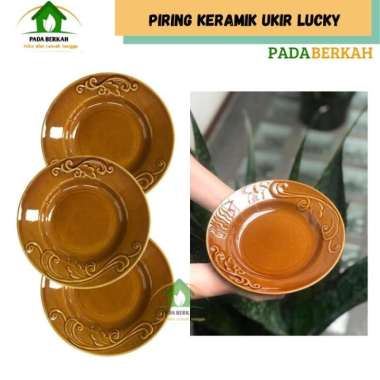 Piring Makan Keramik Ukir Coklat Lucky Piring Keramik Coklat Classic