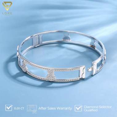 Lore Jewellery- Gelang Moissanite Lapis Emas 18k - Meera Silver Moissanite Bangle 0.01 Ct