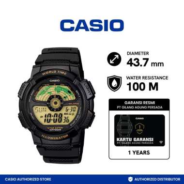 Casio Man Illuminator AE-1100W-1BVDF Hitam Jam Tangan Pria Black