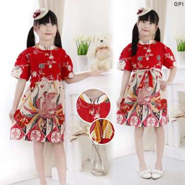 Evercloth Opi Kids Dress Batik Anak Perempuan Dress Batik Baju Anak SIZE 2