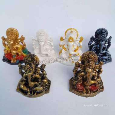 Patung Ganesha Resin tinggi 12cm kerajinan Bali Coklat kayu