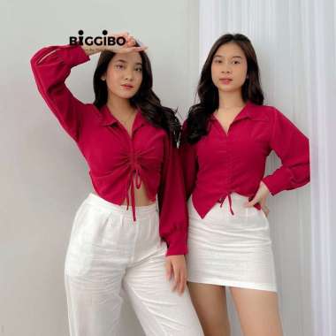 TASSY BLOUSE SERUT DEPAN CRINGKLE AIRFLOW | BLOUSE LENGAN PANJANG BALON KEKINIAN | FASYA BLOUSE SERU