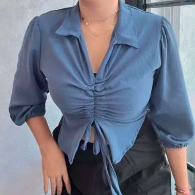 TASSY BLOUSE SERUT DEPAN CRINGKLE AIRFLOW | BLOUSE LENGAN PANJANG BALON KEKINIAN | FASYA BLOUSE SERU
