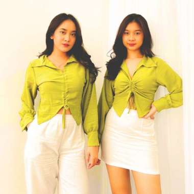 TASSY BLOUSE SERUT DEPAN CRINGKLE AIRFLOW | BLOUSE LENGAN PANJANG BALON KEKINIAN | FASYA BLOUSE SERU