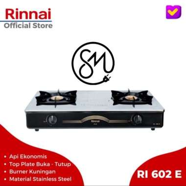 Kompor Gas Rinnai RI-602E 2 tungku stainless hitam / putih