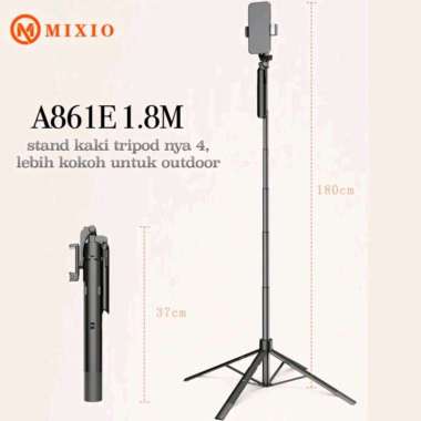 MIXIO A861E Tongsis Tripod Bluetooth Stabilizer Gimbal LED - 180cm
