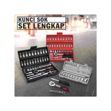 Goto Vault Socket Wrench Kunci Sok Set 27 46 Pcs Lengkap Multifungsi 46PCS/SET RED