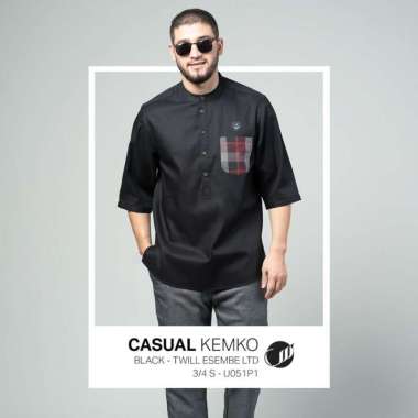 SAMASE Kemko Casual U051P | Black Twill Esembe Ltd Baju Kemeja Koko M