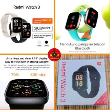 Smartwatch Redmi Watch 3 Jam Tangan Pintar Xiaomi Hitam