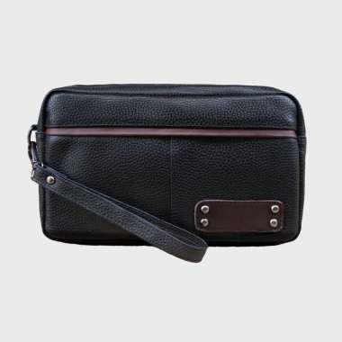 VERISH F2 Rectangle Clutch Pria Kulit Asli Texture Leather Motif Jeruk Mix Brown