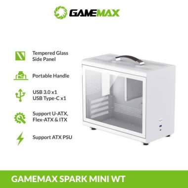 Casing PC Gamemax Spark Mini U-ATX / Casing Komputer Mini Spark Mini putih