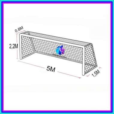 jaring gawang sepak bola 2,2mx5m x1.5m