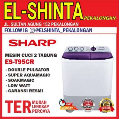 MESIN CUCI SHARP 2 TABUNG 9 KG ES T95CR