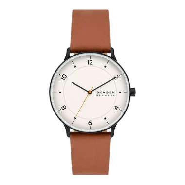Jam Tangan Pria Skagen Riis SKW6883 White Dial Brown Leather Strap Coklat