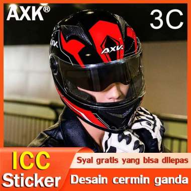 AXK Helm Helmet 3C Desain kaca ga Red(M)