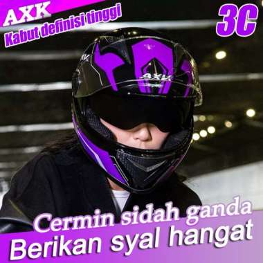 AXK Helm Helmet 3C Desain kaca ga Purple(M)