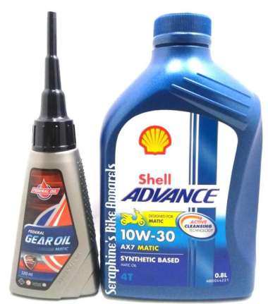 PAKET OLI SHELL ADVANCE MATIC AX7 10W30 + OLI FEDERAL GEAR|SEMUA MATIC