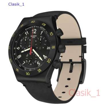 Original 100%!! Jam Tangan Pria SWATCH IRONY Tali Kulit YVB410 VIDI Garansi Resmi 2 Tahun