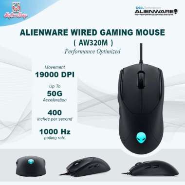 DELL ALIENWARE WIRED GAMING MOUSE AW320M 19K DPI RGB
