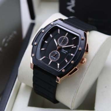 JAM TANGAN PRIA ALEXANDRE CHRISTIE AC 6628 / AC6628 RUBBER ORIGINAL ROSEGOLD BLACK