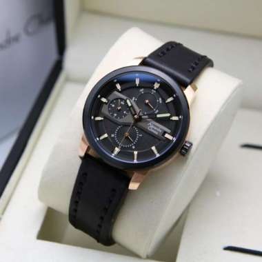 JAM TANGAN WANITA ALEXANDRE CHRISTIE AC 6562 / AC6562 LEATHER ORIGINAL BLACK ROSEGOLD