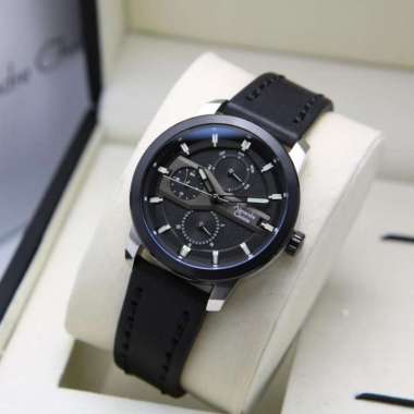 JAM TANGAN WANITA ALEXANDRE CHRISTIE AC 6562 / AC6562 LEATHER ORIGINAL SILVER BLACK