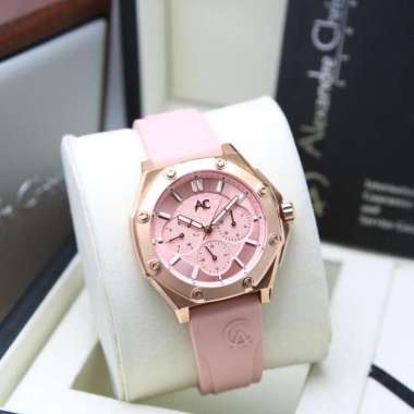JAM TANGAN WANITA ALEXANDRE CHRISTIE AC 9601 COLLECTION RUBER ORIGINAL ROSEGOLD PINK