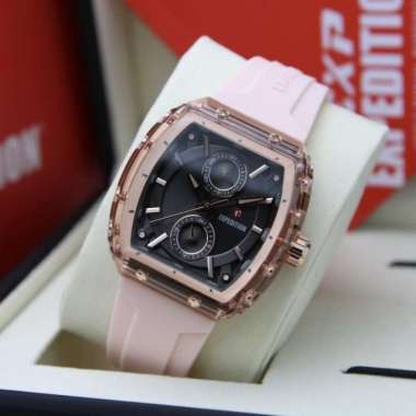 JAM TANGAN WANITA EXPEDITION E 6814 E6814 BLACK PEACH RUBBER ORIGINAL