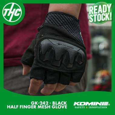 KOMINE GK-242 PROTECT MESH FINGERLESS GLOVES HALF RED & BLACK - S Black