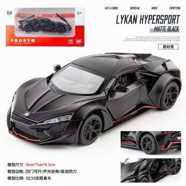1:32 DIECAST Car LYKAN HYPERSPORT FAST FURIOUS Mobil Miniatur Mainan Hitam