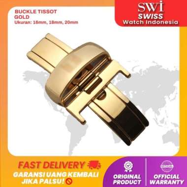 Buckle Pengait Butterfly Jam Tangan Tissot 16mm 18mm 20mm Silver Gold 18mm Gold