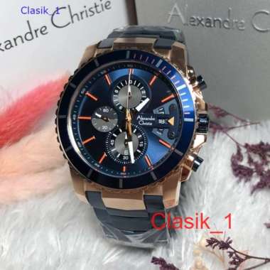 Original 100%!! Alexandre Christie Pria AC 6455 / AC6455 Blue Rosegold Garansi Resmi 1 tahun