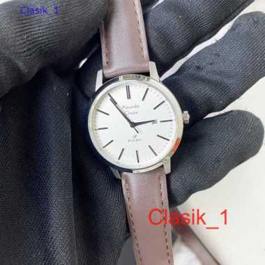 Original 100%!! Jam Alexandre Christie Wanita AC 1007 AC1007 KULIT Silver Brown Garansi Resmi 1 Tahu