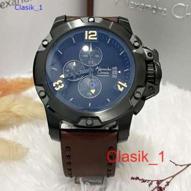 Original 100%!! Jam Alexandre Christie Pria AC 6295 AC6295 Black Brown Kulit Garansi Resmi 1 tahun