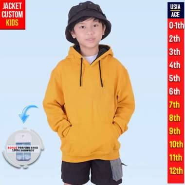 HOODIE ANAK POLOS ( KUNING ) JAKET SWEATER KIDS CUSTOM CUSTOM WARNA 7-8 tahun