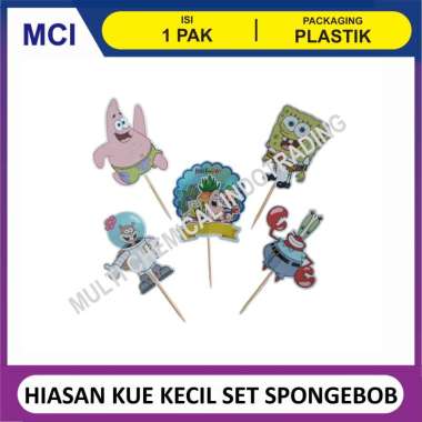HIASAN KUE SET KECIL - SPONGEBOB / CAKE TOPPER DEKORASI KUE