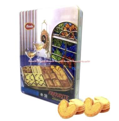 Monde Favorite Assortment 575gr Biskuit Kukis Dan Pie Aneka Rasa Kemasan Kaleng Biru Monde Kue Pai P