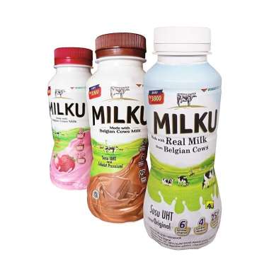 MILKU - Susu UHT dari Sapi Belgia - 200 ml STROBERI