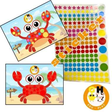 Mainan Edukasi Stiker Anak Lembar Dot DIY isi 6 lembar Dot Activity Seri Hewan