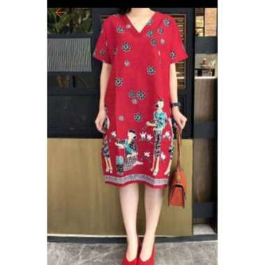 Dress Mbok Jamu Merah Custom XXL Merah lapis trikot