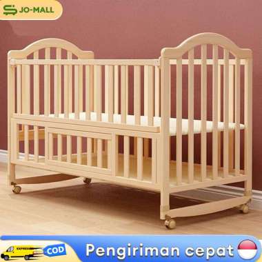 Ranjang Bayi Tempat tidur kayu soli Kayu