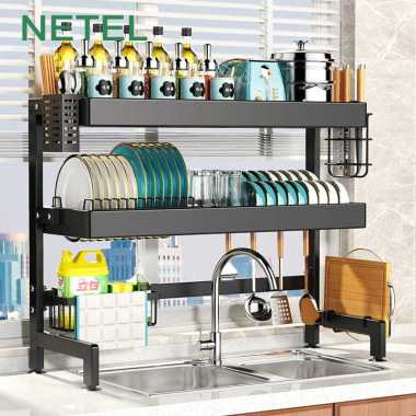 NETEL Rak Piring Stainless Wastaf 2 lapisan-90cm