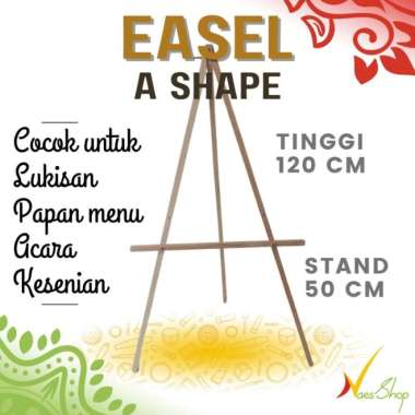 Easel tripod kayu wooden standing Lukisan papan bunga foto