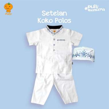 PLEU Setelan Koko Polos | Setelan Koko Anak Laki Laki Usia 1-6 Tahun 4 tahun Putih