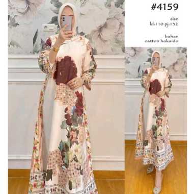 Baju Muslim Terbaru Dress Muslimah Wanita Gamis Katun Bangkok Bunga Rose