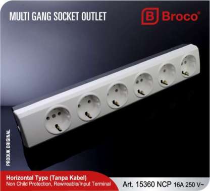 Broco 15360-KP55 Stop Kontak 6 Lubang (CP Dengan Kabel)