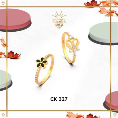 CINCIN WANITA EMAS ASLI KADAR 6K (300) CINCIN MODEL BUNGA RING PERMATA TERBARU KODE CK 327 KADAR 6K